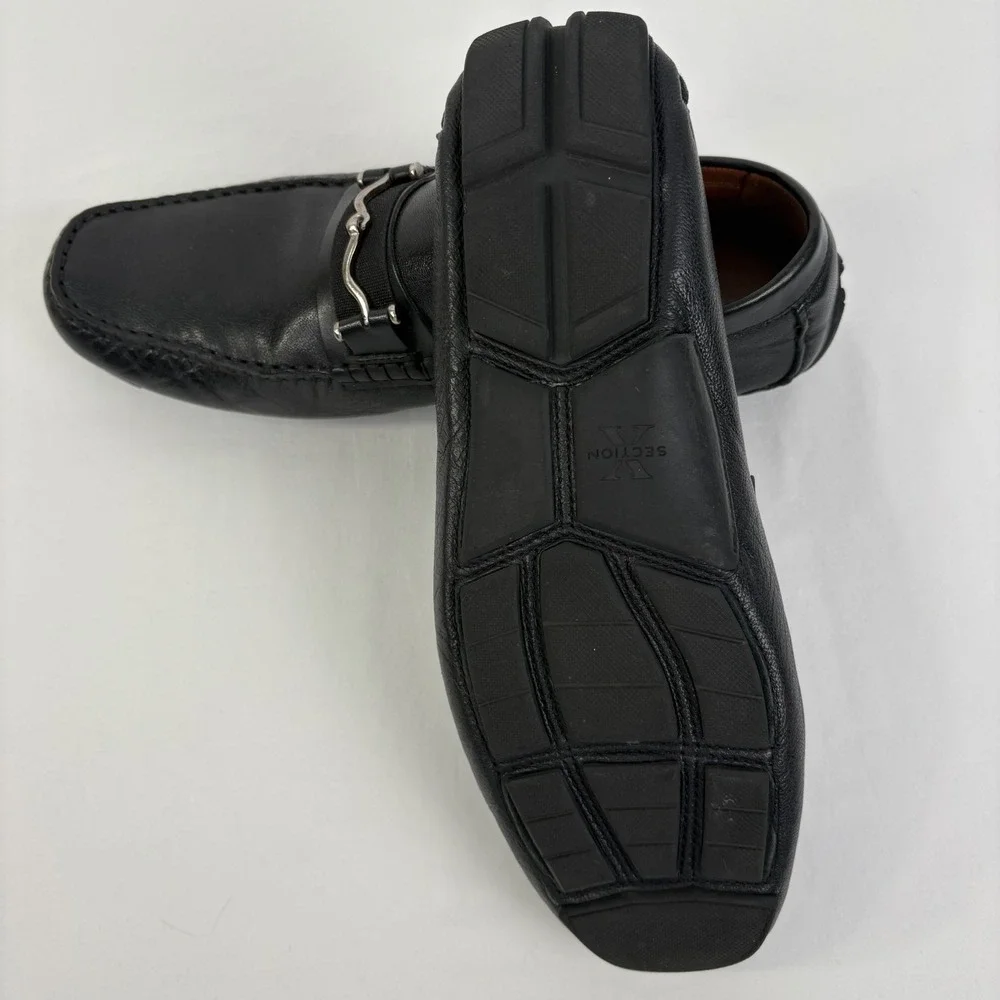 Section‎ X Mens Black Leather Bit Driving Moc Loafers Size 10 M
